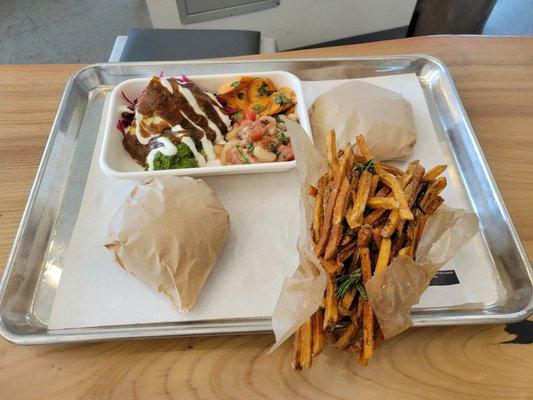 Rosemary fries and another platter