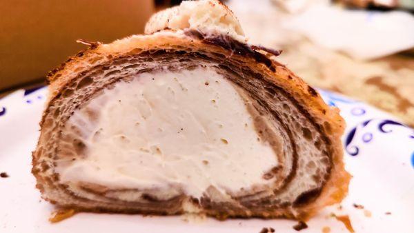 The inside of the Tiramisu filled croissant. There is actually 2 different creams inside.