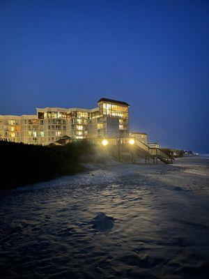 View of the restaurant from the beach.