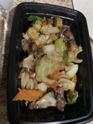 Mongolian beef with lots of cabbage I didn't ask for, and is not even in the recipe. $15