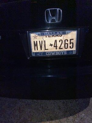 Delivery drivers license plate