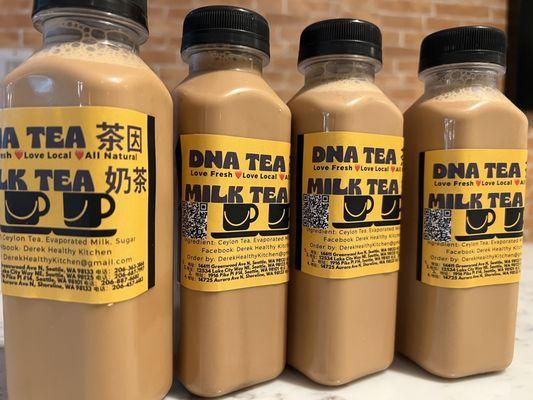 Special bottles milk tea we can't resist! Second time we ordered !! Yummy