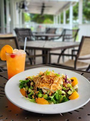 Mandarin Chicken Salad with a cocktail