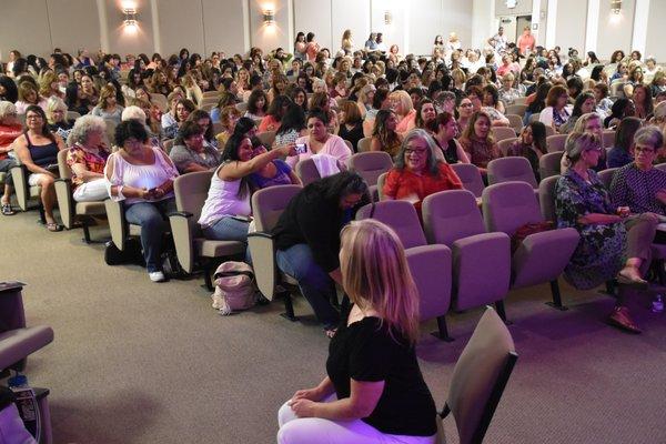 Ladies getting together to hear guest speaker and author, Jill Briscoe.