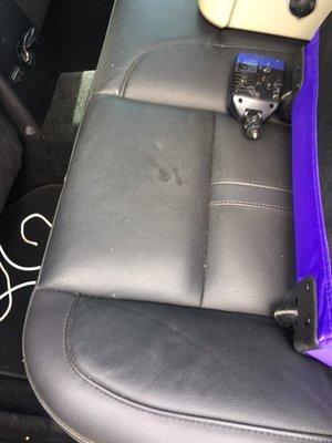 This is the back seat that was suppose to be cleaned and conditioned.