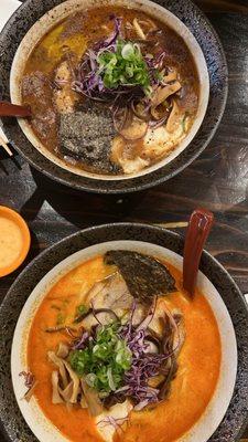 Tonkotsu ramen and red samurai ramen