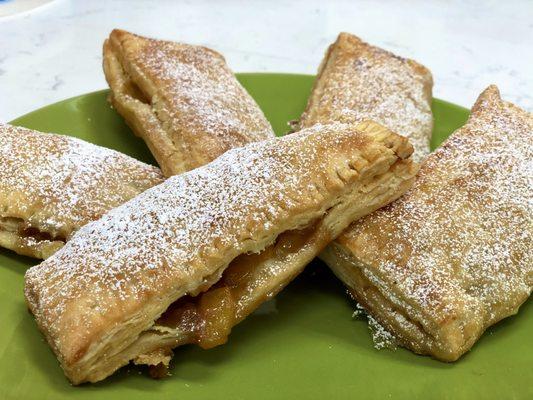 Peach and dulce de leche turnover.