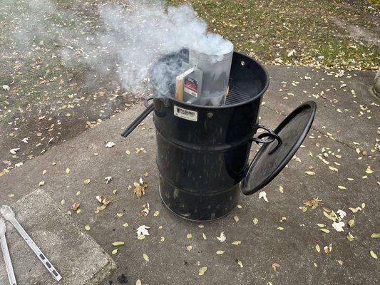 Setting up the Pit Barrel.