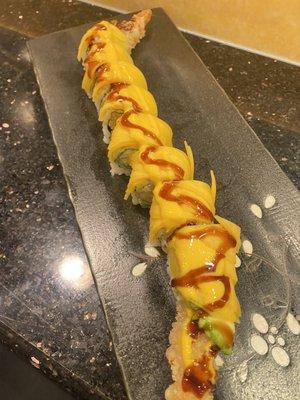 Shrimp tempura roll with mango