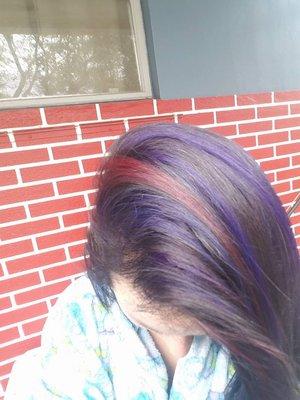 Ronda added violet and red highlights to my hair! Love it!