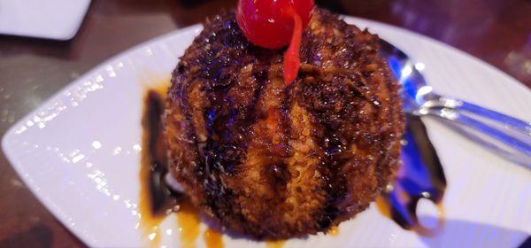 Coconut crumbled fried ice cream