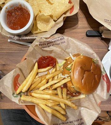 Chicken sandwich and fries