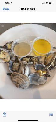 Steamed long neck clams