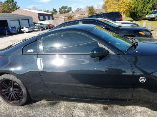 Passenger side window after the tints were installed.