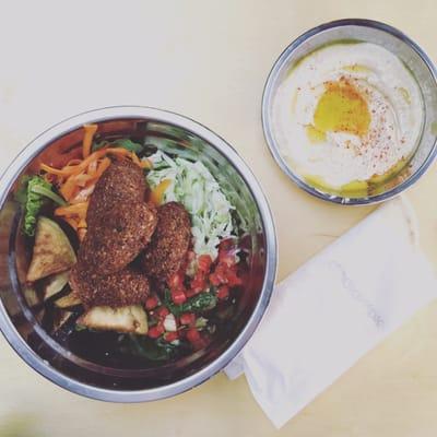 Salad bowl with a side order of their hummus! Go get it!!