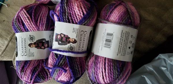 Charisma yarn on clearance for $1 (marked).