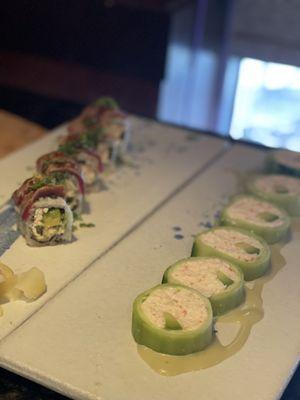 Dragon Roll and Q-Blossom Roll