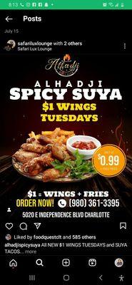 Current Tuesday Special