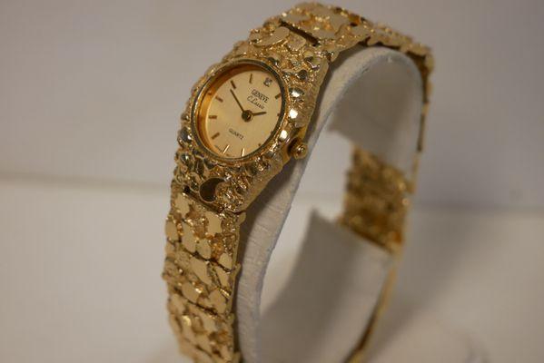 14KT GOLD GENEVE NUGGET LINKS WATCH