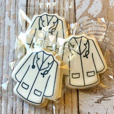 Printed white jacket -- Doctor cookies