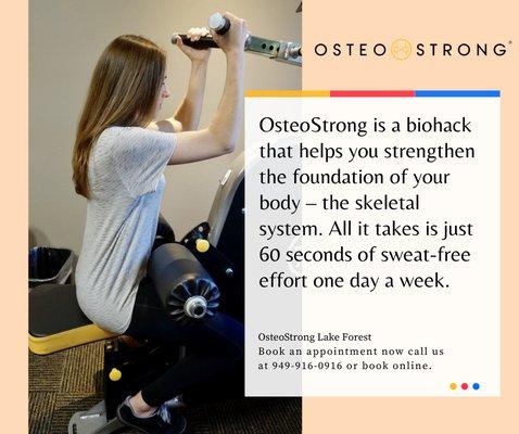 OsteoStrong is a biohack that helps you strengthen the foundation of your body - the skeletal system. All it takes is just 60 seconds!