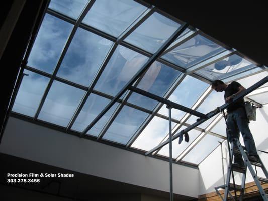 A huge skylight we put window tint on in downtown Denver.