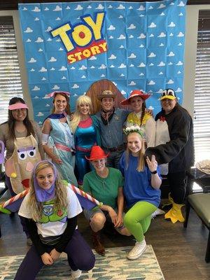 Toy story theme Halloween. The staff is so funny & creative, they even invite patients to join in on the fun.