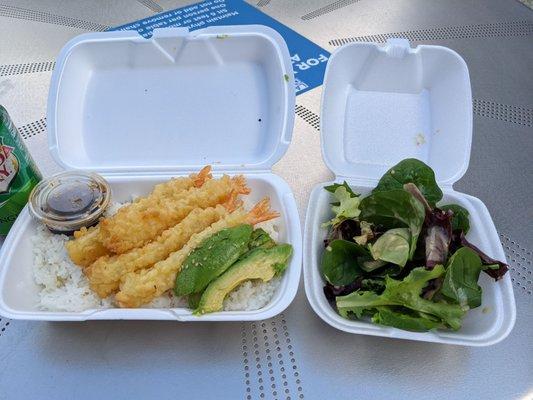 Tempura and avocado plate