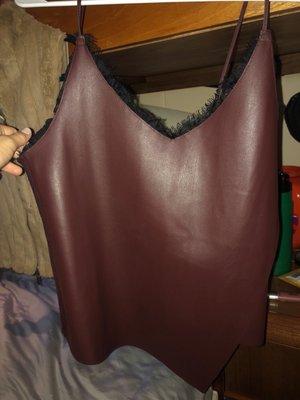 $20 chic polyester/leather top