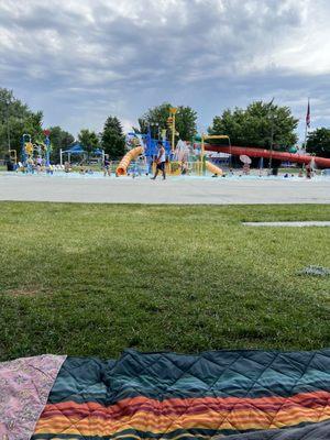 The outdoor splash pad area