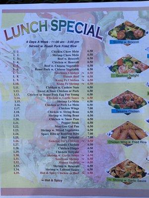 Lunch specials , menu date 10/31/2021