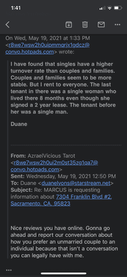 Regardless of who you rented to - I shouldn't be told I'm less likely because I don't have kids or am not married or heteronormative