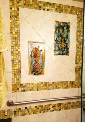 Ceramic pineapple & turtle 3D wall tile designs