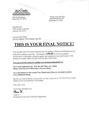 Final notice