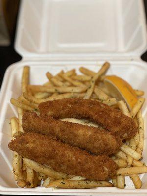 Crispy Breaded Cod Fish & Parmesan Garlic Fries