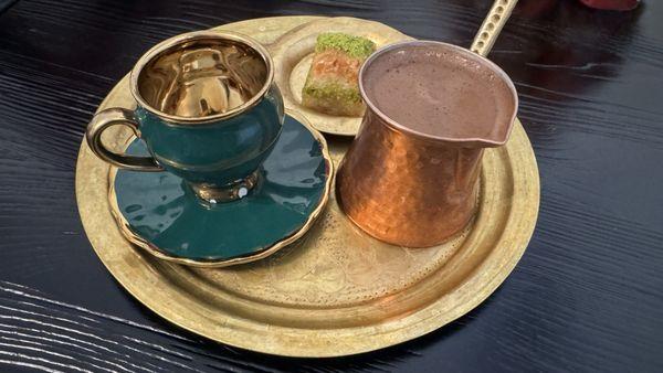 Turkish coffee with Baklava