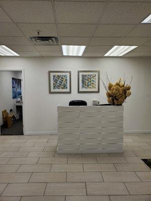 Our reception area with the main office in the room to the left.