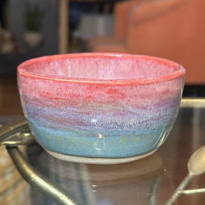 Small thrown bowl with layered glazes