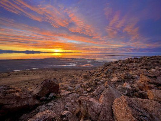 Sunset at the top of Buffalo Point trail on Antelope Island - best sunsets I've ever seen!!