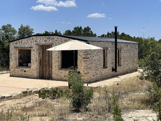 Wild Texas Wines building. If the weather is nice you can sit outside.