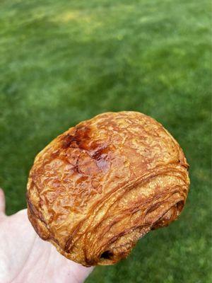 Chocolate croissant with the perfect amount of chocolate. Still warm...