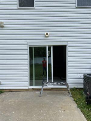 Sliding glass door installed.