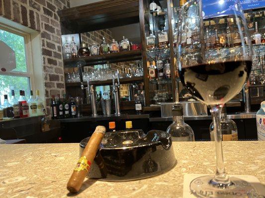 Cigar recommended by the bartender and good wine