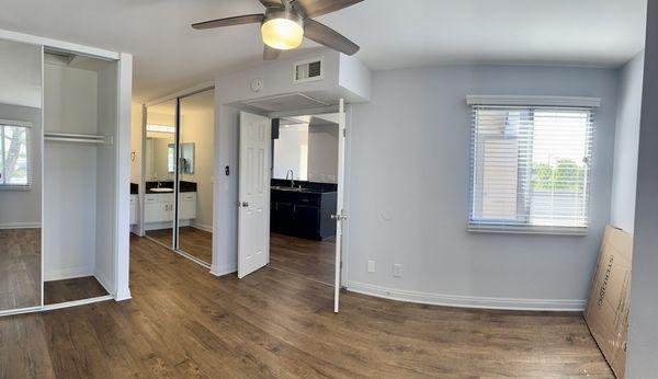 Large bedroom with double doors.