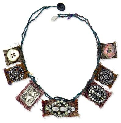 Sari Cleopatra Necklace.  Hand-woven 200 year old Sari fabric from Jaipur, India .