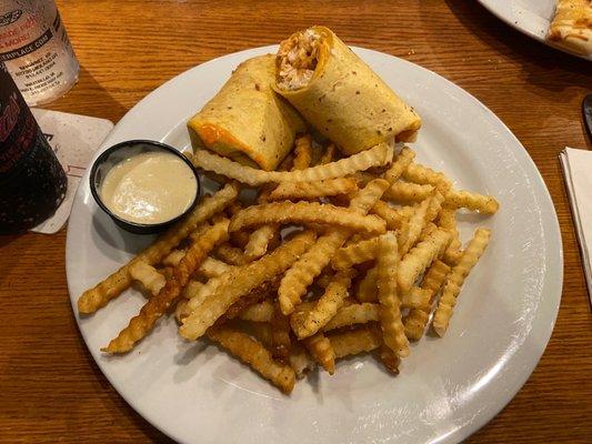 Buffalo Chicken Wrap with fries