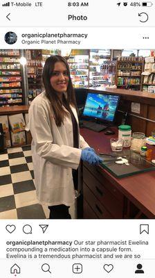 Our star pharmacist Ewelina compounding a special capsule formulation for a kitten