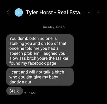 Tyler Horst abusive texts