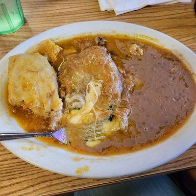 Chili relleno and pork tamale combo.