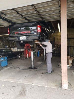 My Truck, Exhaust pipe being welded on.